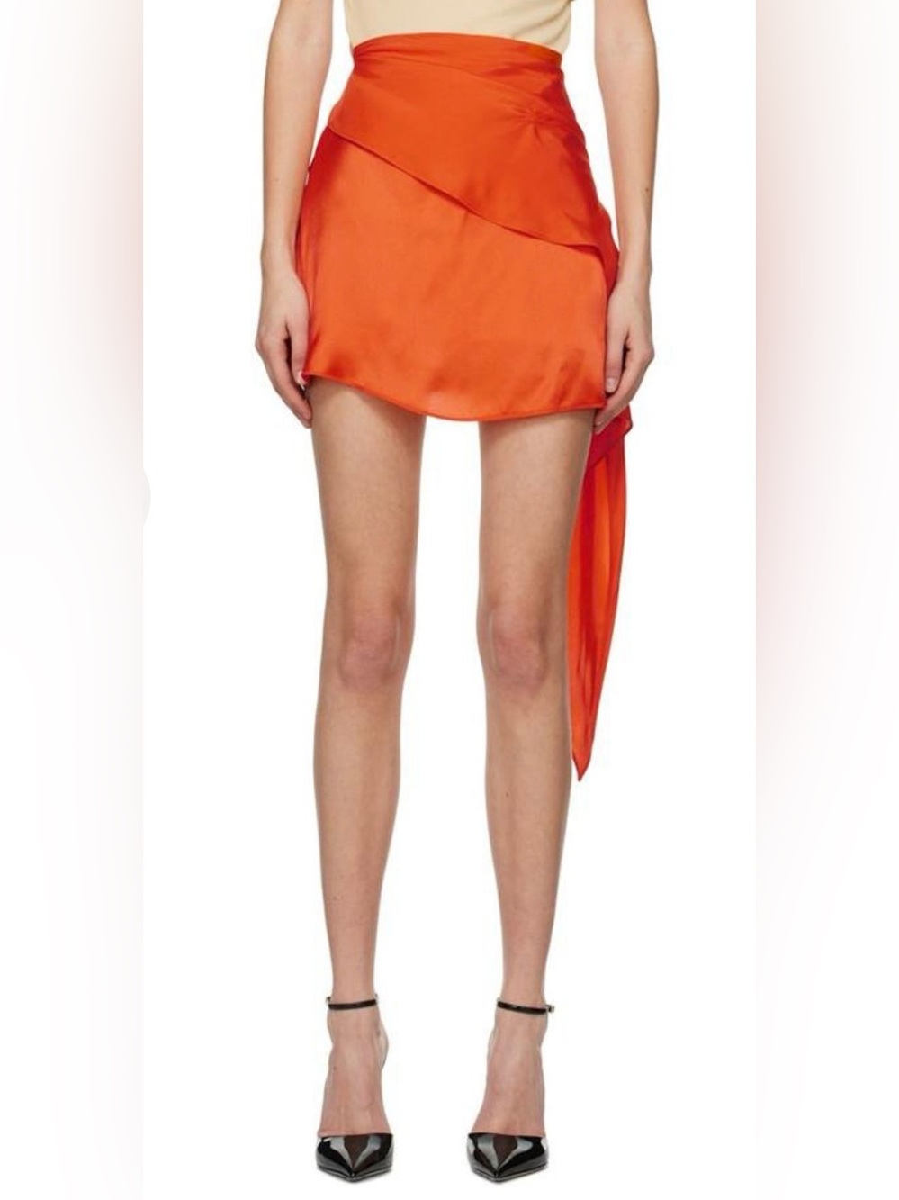 GAUGE81 GAUGE 81 HIMEJI 100% silk Mandarin orange Mini Skirt with Side Drape Sm